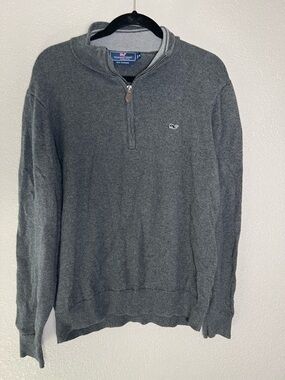 Vineyard Vines Men's Charcoal Quarter-Zip Sweater